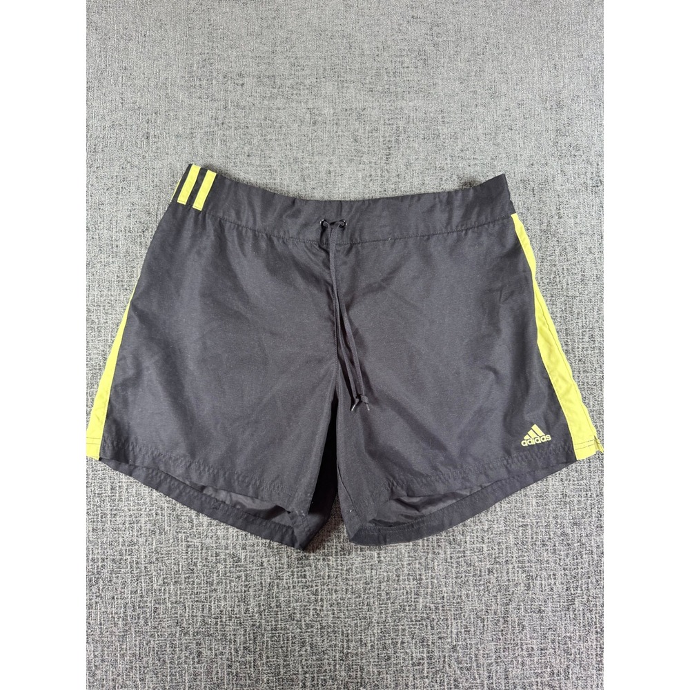 Adidas Mens Black Neon Yellow Athletic Shorts AZF001 Size Large